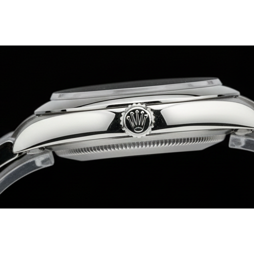 Rolex Oyster Perpetual 31 mm lachsfarbene Damenuhr aus Stahl mit leuchtendem Zifferblatt