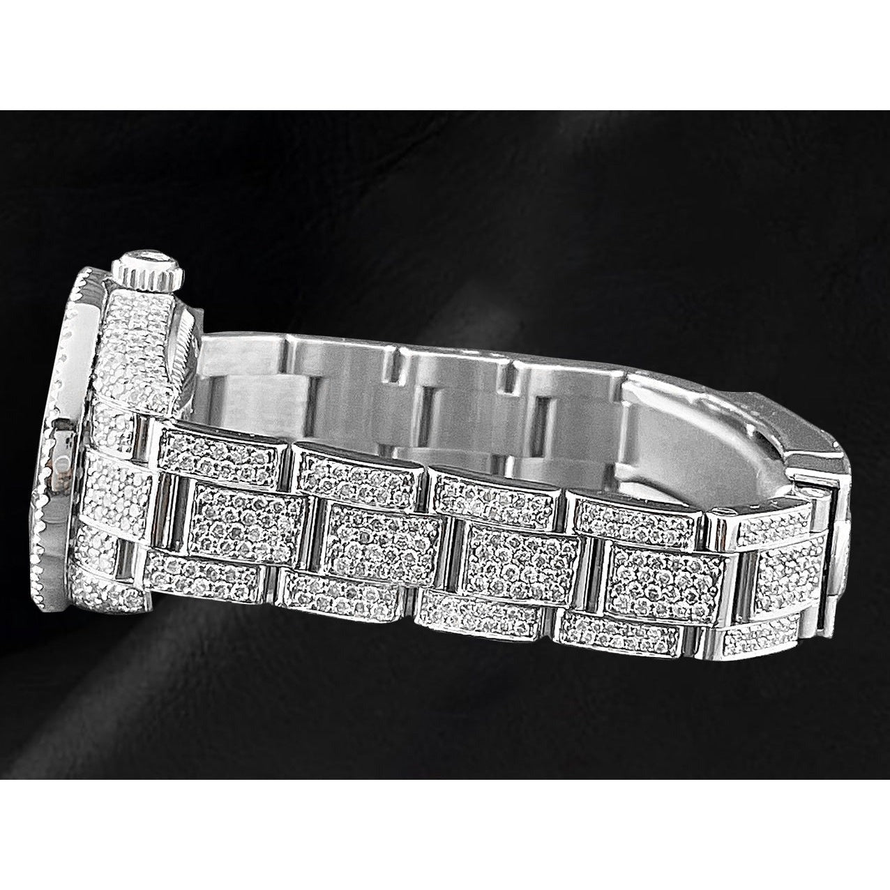 Rolex Oyster Perpetual Damenuhr, 26 mm, mit echten 10 Karat Iced Diamonds