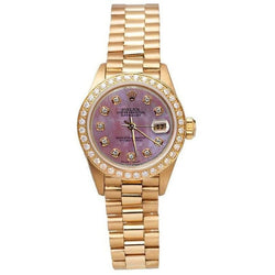 Rolex Präsidentenstil Perlmutt-Diamant-Zifferblattuhr mit goldener Lünette