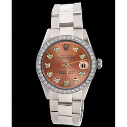 Rolex Salmon Diamond Zifferblatt Lünette Oyster Band Herrenuhr Edelstahl SCHNELLES SET