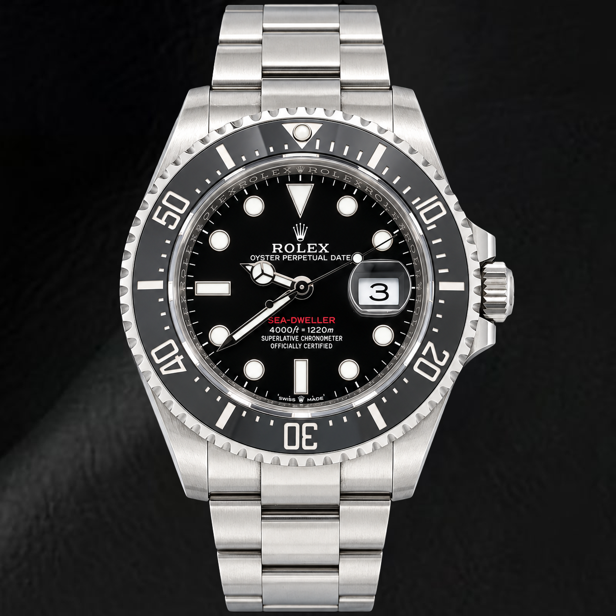 Rolex Sea-Dweller 126600 43 mm Uhr aus Edelstahl mit schwarzem Leuchtzifferblatt