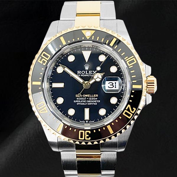 Rolex Sea-Dweller 126603 43 mm Bicolor-Uhr mit schwarzem Zifferblatt