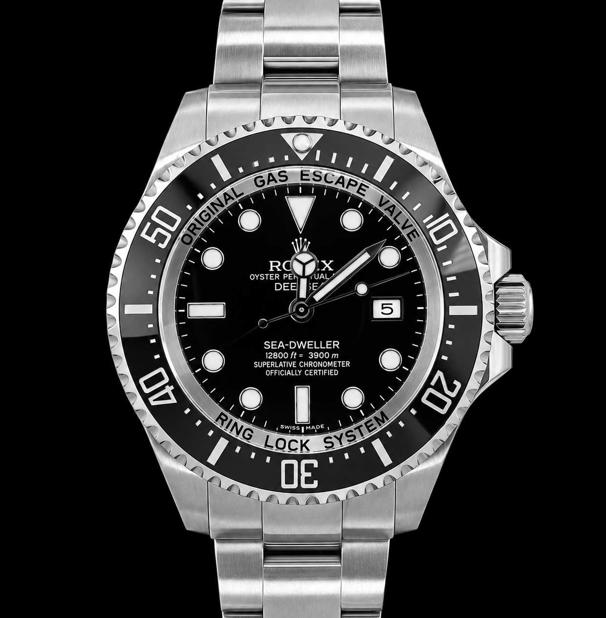 Rolex Sea-Dweller Deepsea 44 mm 116660 Uhr aus Edelstahl mit schwarzem Zifferblatt