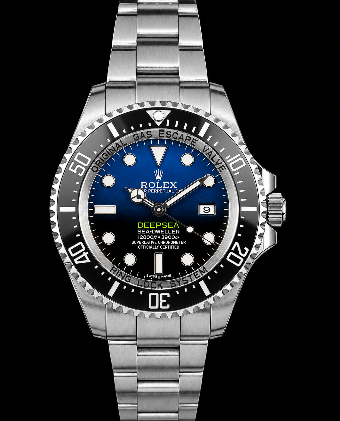 Rolex Sea-Dweller Deepsea 44 mm 116660 James Cameron Uhr, blaues Zifferblatt mit Farbverlauf, Edelstahl, Oyster-Armband