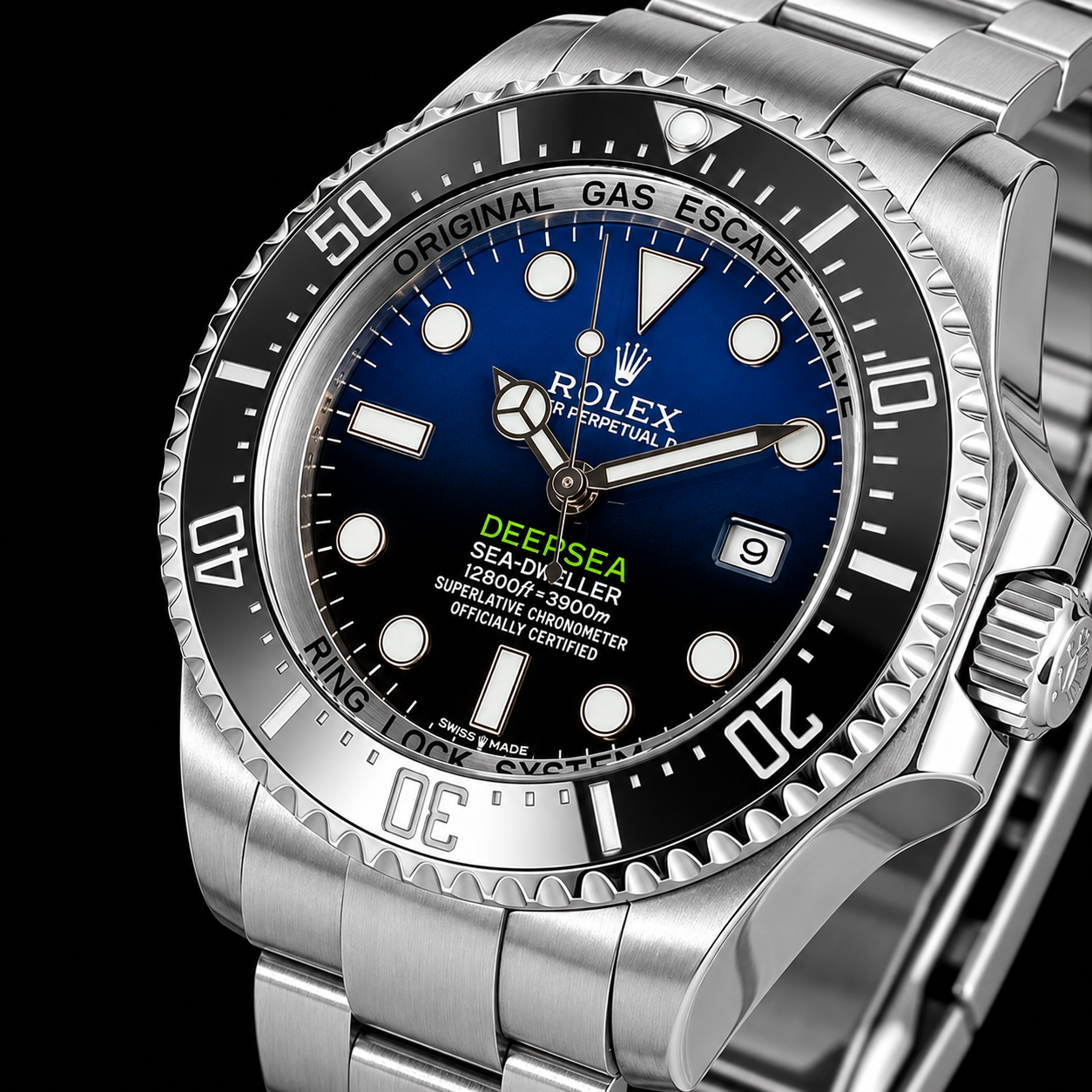 Rolex Sea-Dweller Deepsea 44 mm 116660 James Cameron Uhr, blaues Zifferblatt mit Farbverlauf, Edelstahl, Oyster-Armband