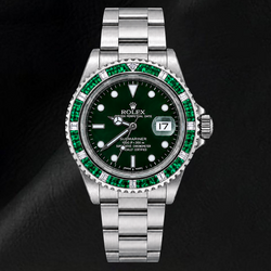 Rolex Submariner 40 mm 16800 Edelstahl-Armbanduhr mit grünem Leuchtzifferblatt