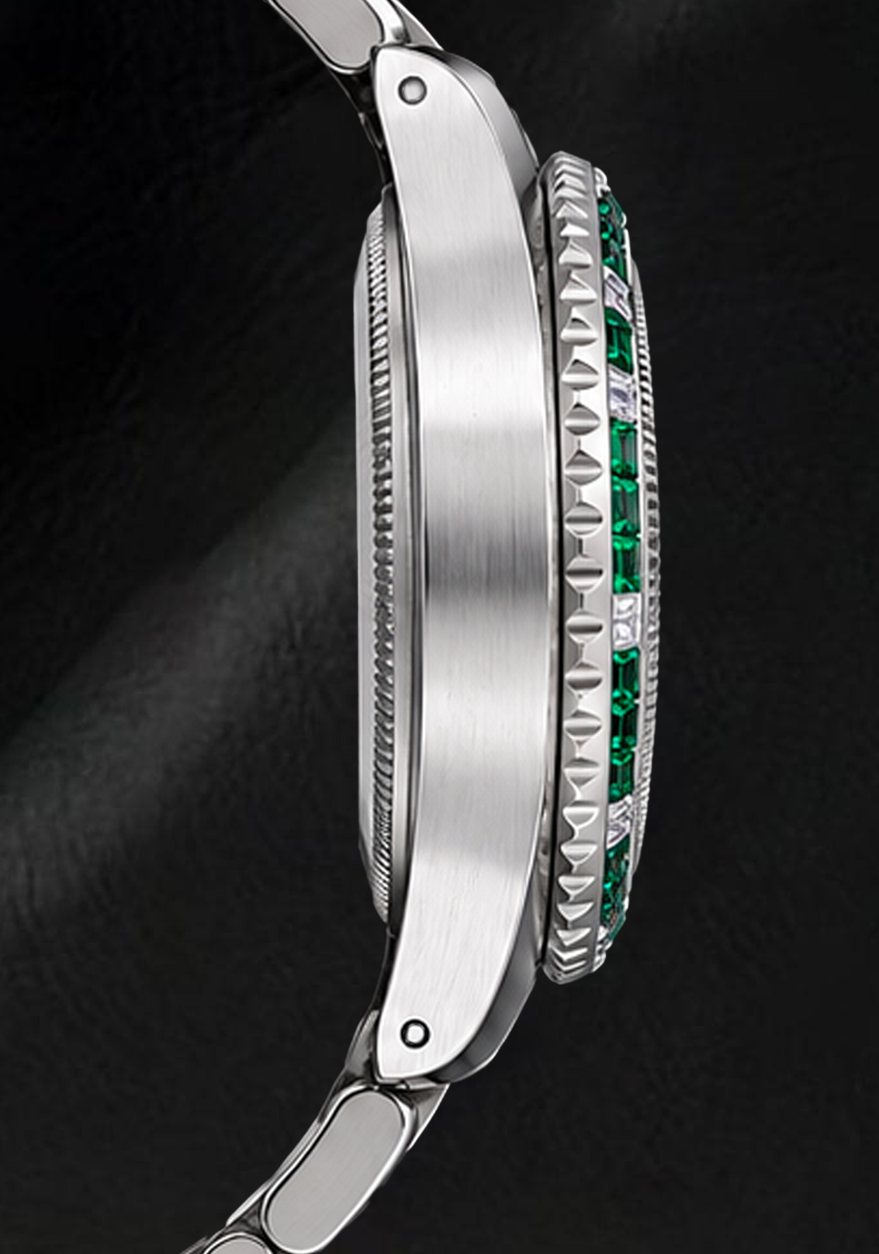 Rolex Submariner 40 mm 16800 Edelstahl-Armbanduhr mit grünem Leuchtzifferblatt