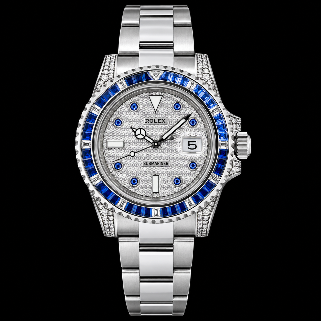 Rolex Submariner Date 116610LN 40 mm Diamantzifferblatt mit blauem Saphir Armbanduhr Edelstahl