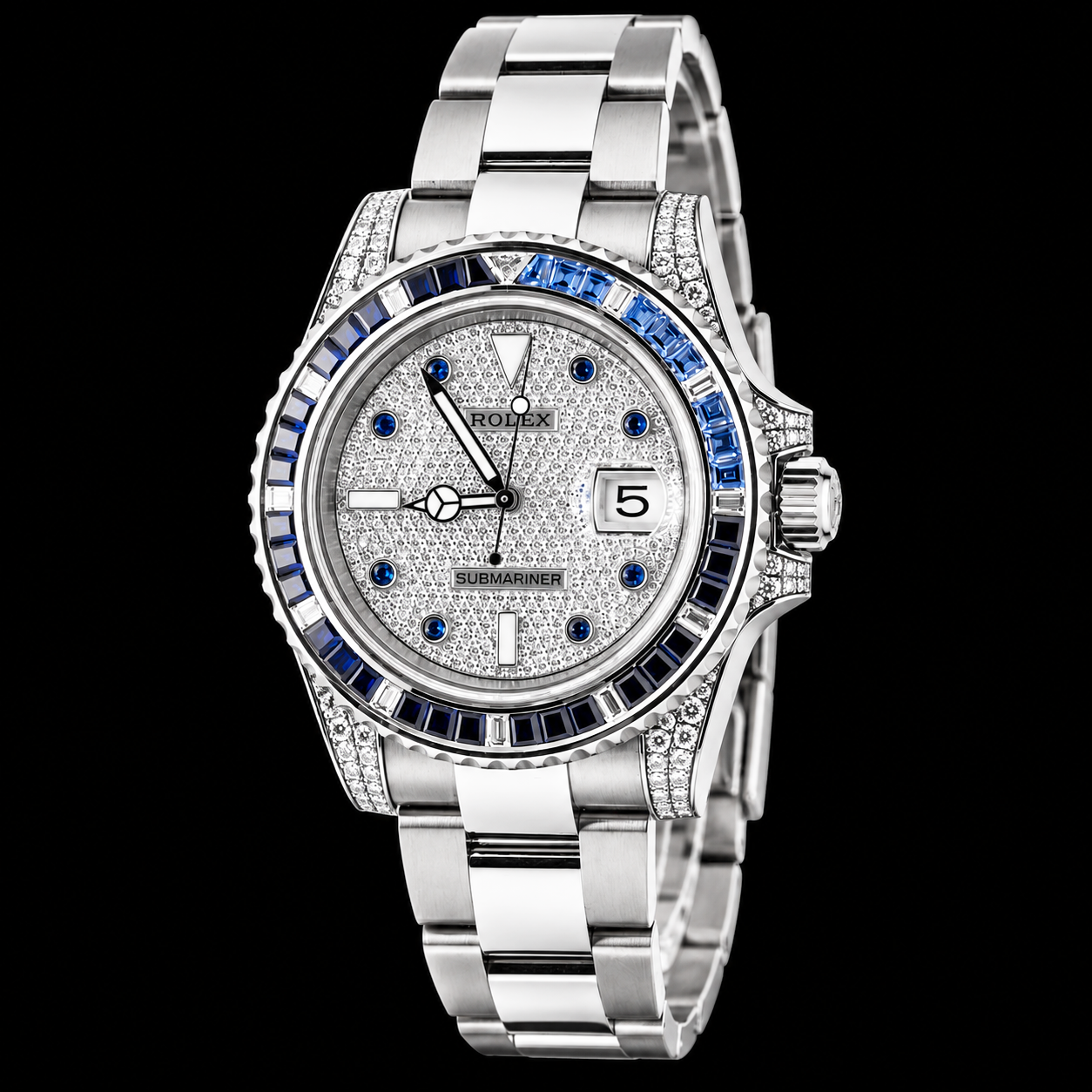 Rolex Submariner Date 116610LN 40 mm Diamantzifferblatt mit blauem Saphir Armbanduhr Edelstahl