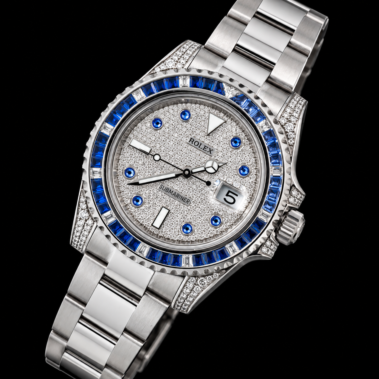 Rolex Submariner Date 116610LN 40 mm Diamantzifferblatt mit blauem Saphir Armbanduhr Edelstahl