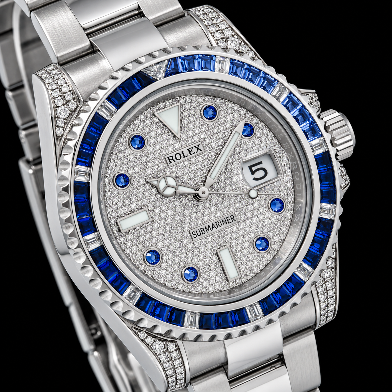 Rolex Submariner Date 116610LN 40 mm Diamantzifferblatt mit blauem Saphir Armbanduhr Edelstahl