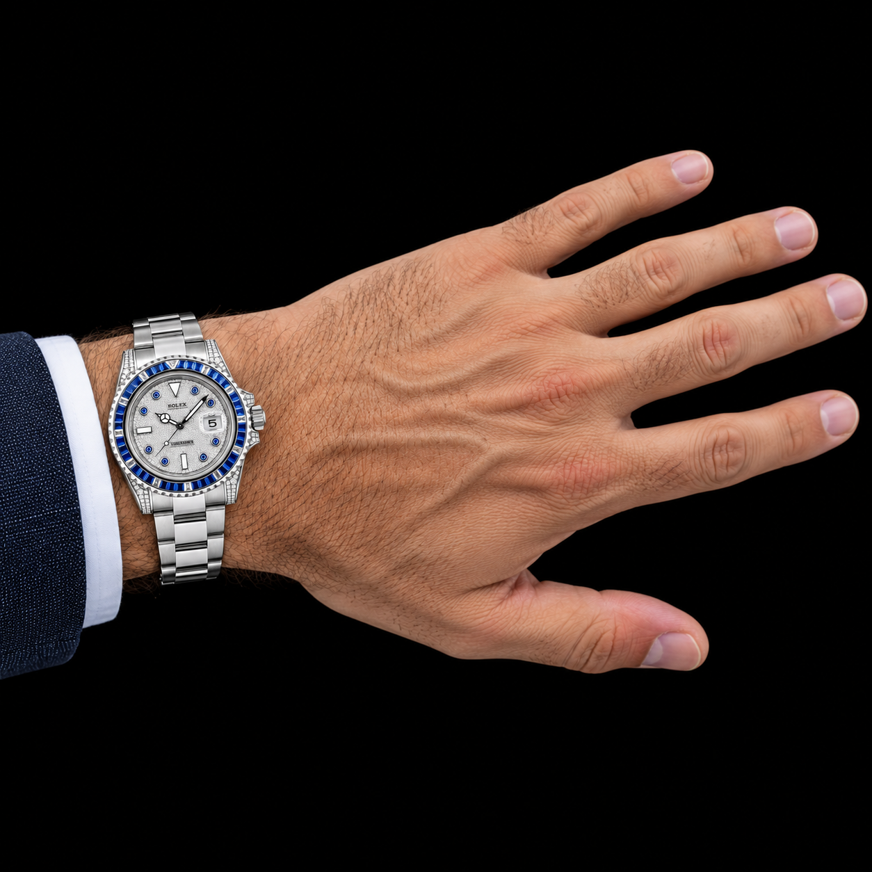 Rolex Submariner Date 116610LN 40 mm Diamantzifferblatt mit blauem Saphir Armbanduhr Edelstahl