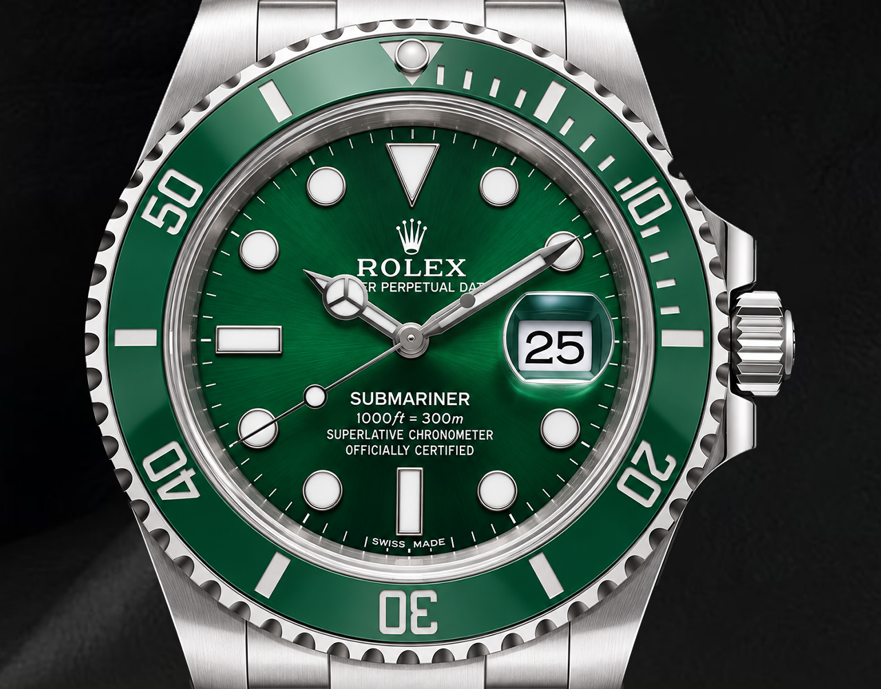 Rolex Submariner Datum 116610LV Grünes Zifferblatt 40 mm Edelstahl Uhr
