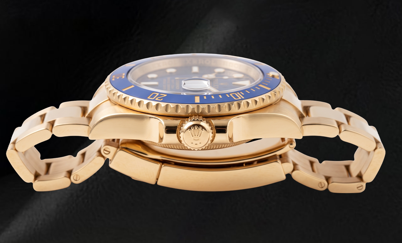 Rolex Submariner Date 40 mm 116618LB Gelbgold Uhr mit blauem Zifferblatt