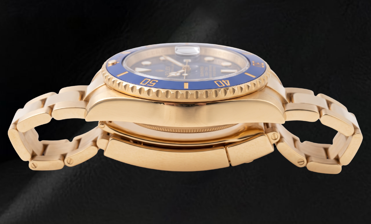 Rolex Submariner Date 40 mm 116618LB Gelbgold Uhr mit blauem Zifferblatt