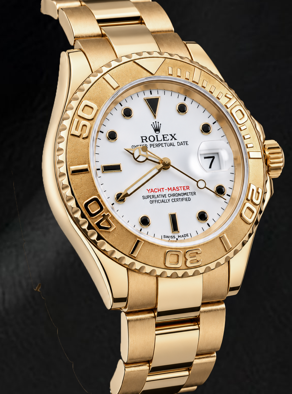Rolex Yacht-Master 16628 40 mm Gelbgold Uhr mit weißem Zifferblatt