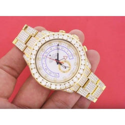 Rolex Yacht Master Ii Uhr Ausgefroren Benutzerdefinierte Diamanten 40 Ct.
