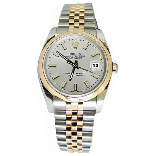 Rolex Zweifarbig Herrenuhr Date Just Gold Glatte Lünette SCHNELLES EINSTELLEN