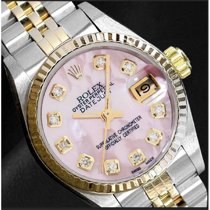 Rolex, rosa Diamant-Zifferblatt, 1994, zweifarbig, 26 mm