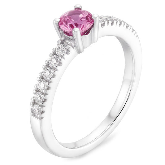 Rosa Saphir-Aus der Erde Abgebauter Natürlicher Diamant-Ring 1,45 Karat Edelstein Weißgold 14K