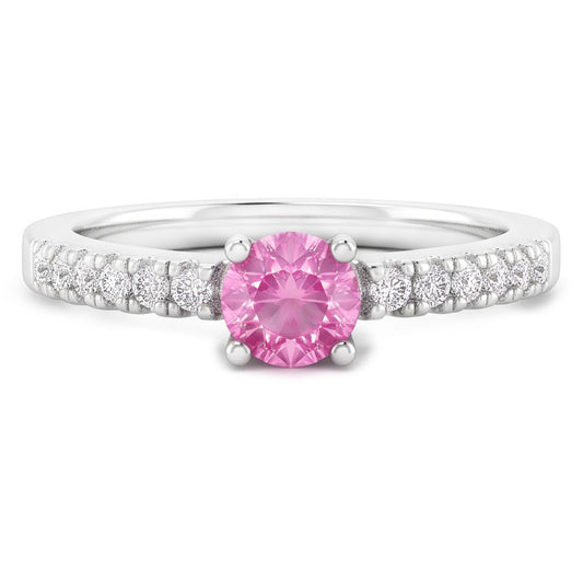 Rosa Saphir-Aus der Erde Abgebauter Natürlicher Diamant-Ring 1,45 Karat Edelstein Weißgold 14K