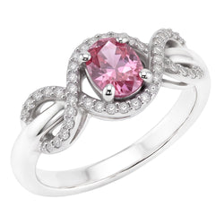 Rosa Saphir-Aus der Erde Abgebauter Natürlicher Diamant-Ring im Ovalschliff Weißgold 14K 2 ct.