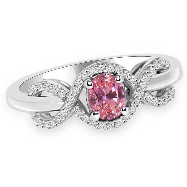 Rosa Saphir-Diamant-Ring im Ovalschliff Weißgold 14K 2 ct. - harrychadent.de