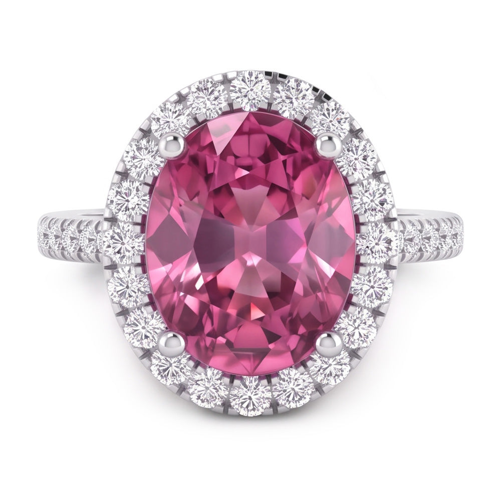 Rosa Saphir Halo Aus der Erde Abgebauter Natürlicher Diamant Ring