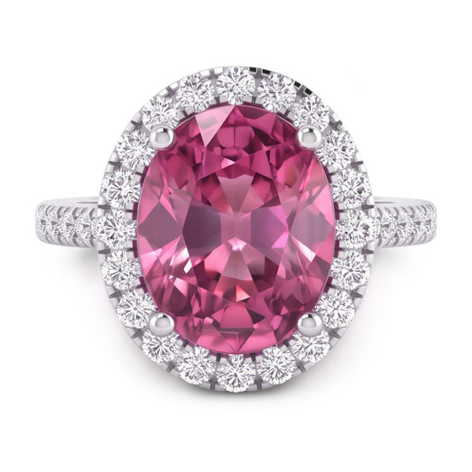Rosa Saphir Halo Aus der Erde Abgebauter Natürlicher Diamant Ring