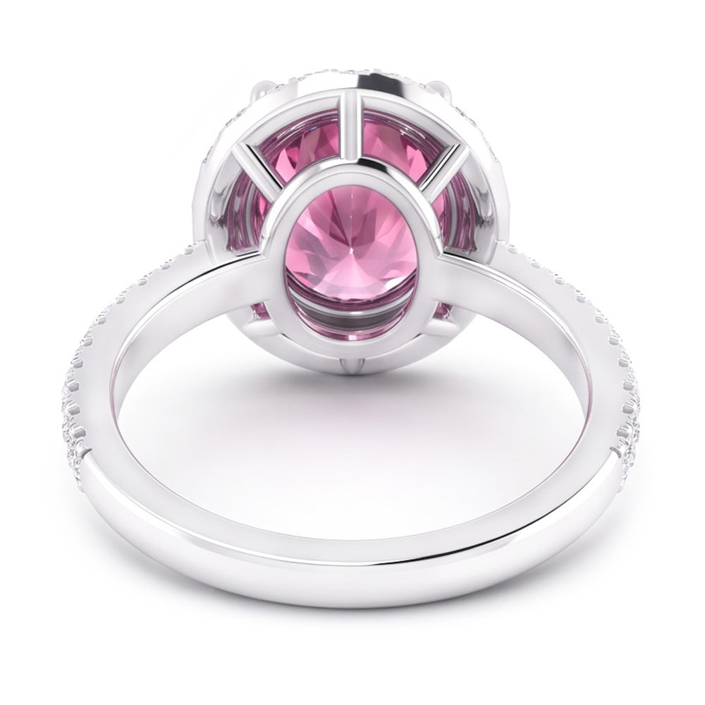 Rosa Saphir Halo Aus der Erde Abgebauter Natürlicher Diamant Ring