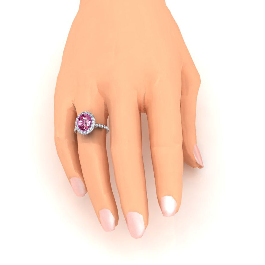 Rosa Saphir Halo Diamant Ring