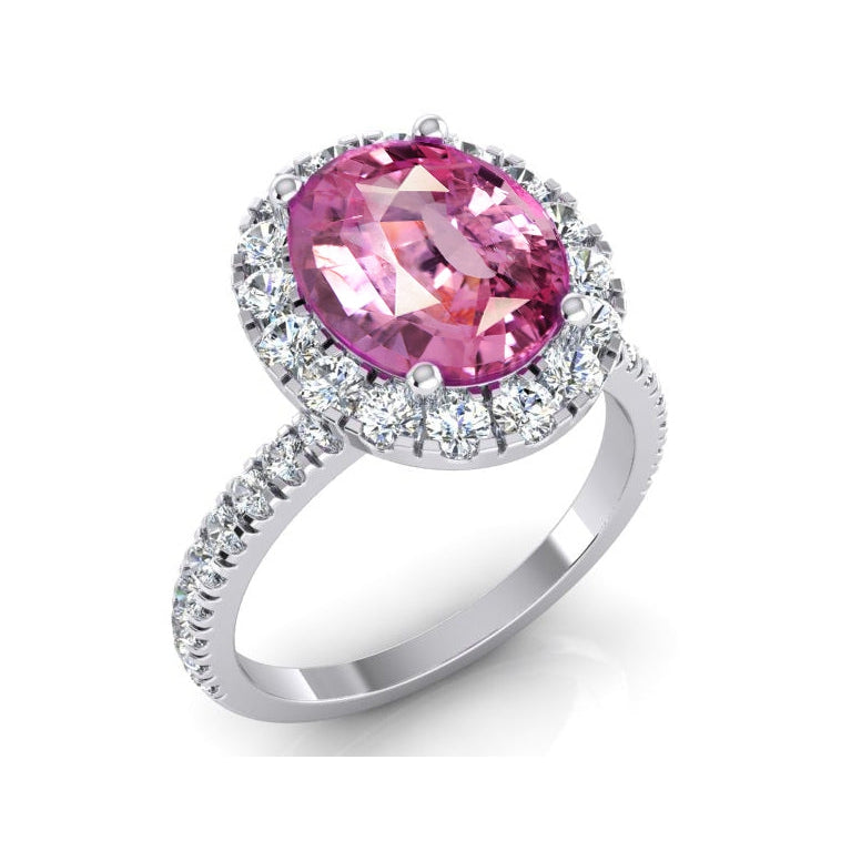 Rosa Saphir Halo Diamant Ring