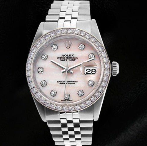 Rosa Mop-Diamant-Zifferblatt Rolex Datejust Uhr Oyster Perpetual Diamant
