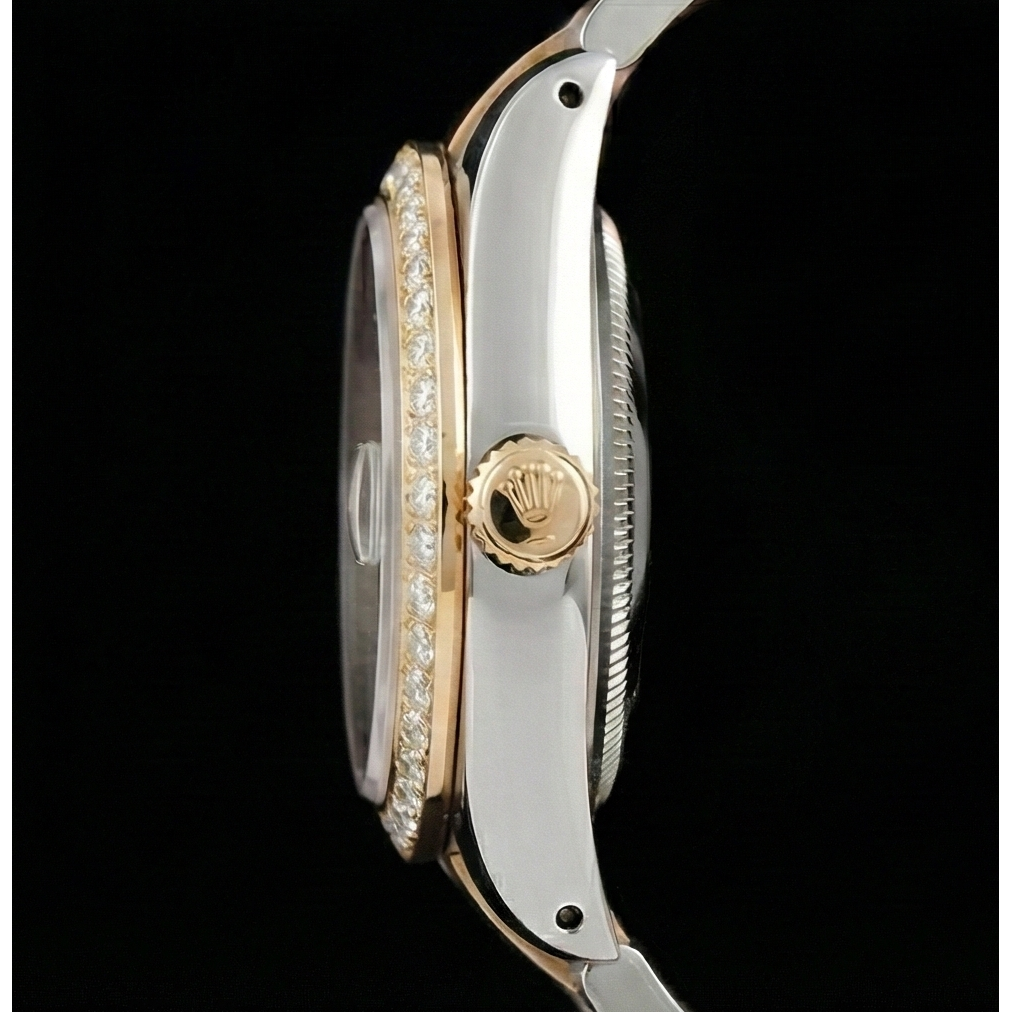 Rosa Perlmutt Diamant Zifferblatt 36 mm Rolex Datejust Two Tone Uhr Oyster Armband