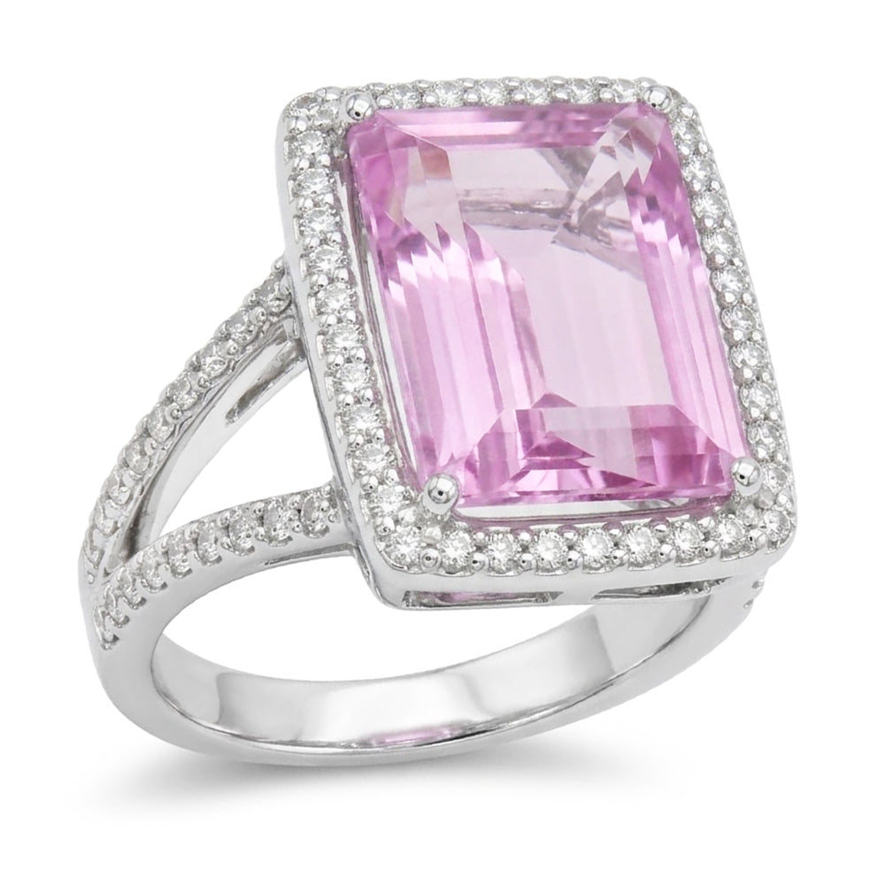 Rosafarbener Kunzit-Edelstein-Halo-Ring