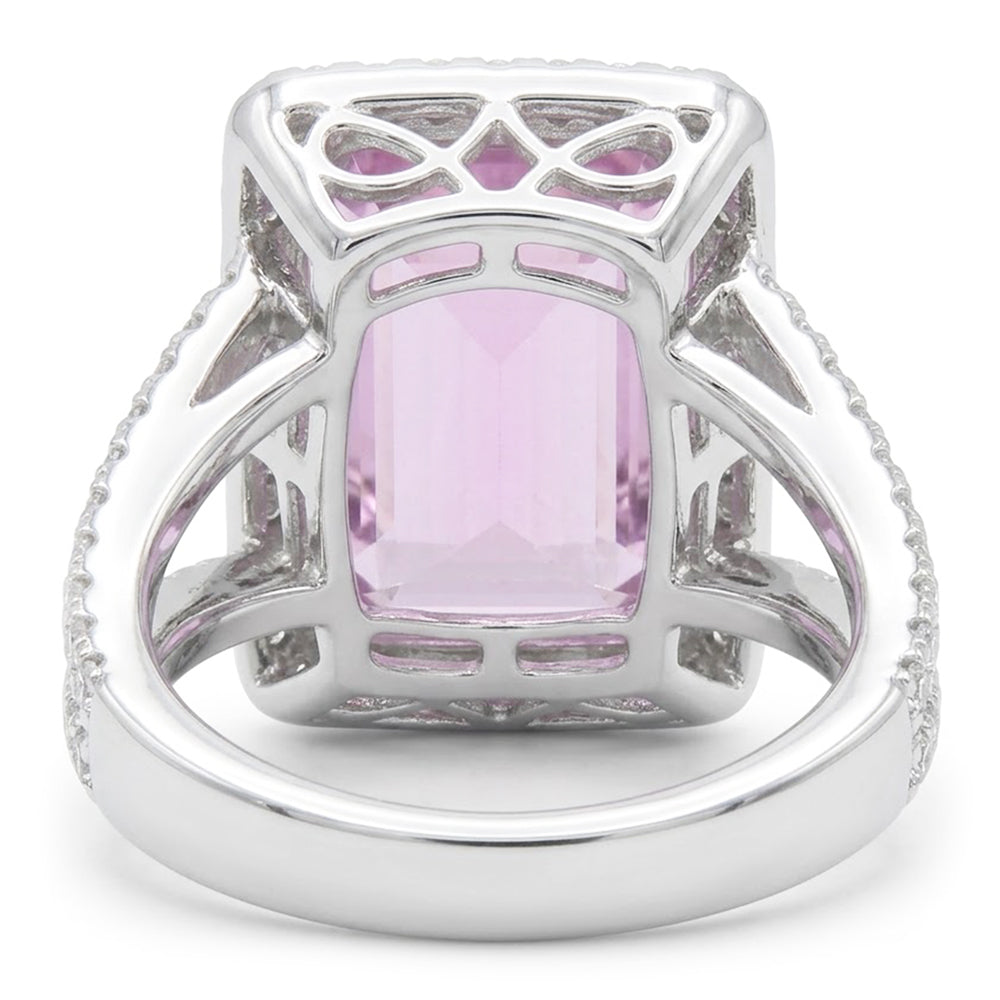 Rosafarbener Kunzit-Edelstein-Halo-Ring