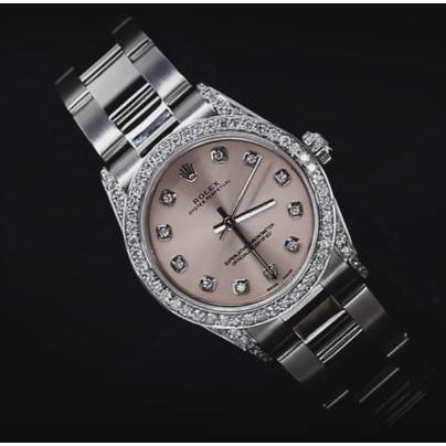 Rosafarbenes Zifferblatt, Rolex-Uhr