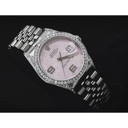 Rosafarbenes Zifferblatt, individuelle Diamantlünette, Rolex-Uhr, Jubilee-Armband, 36 mm, SCHNELLES SET