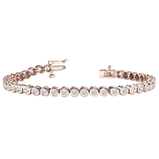 Rose Gold 14K Lünette Set 5,60 Karat Rundschliff Echt Diamantarmband