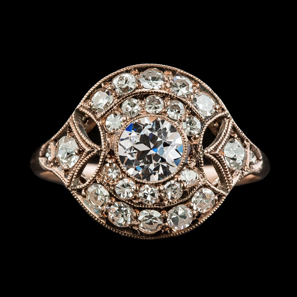 Rose Gold Halo Ring Vintage Style Old Mine Cut Echt Diamanten 4.50 Karat
