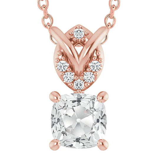 Rose Gold Kissen alter Bergmann Echt Diamant Anhänger 6 Karat Schmuck