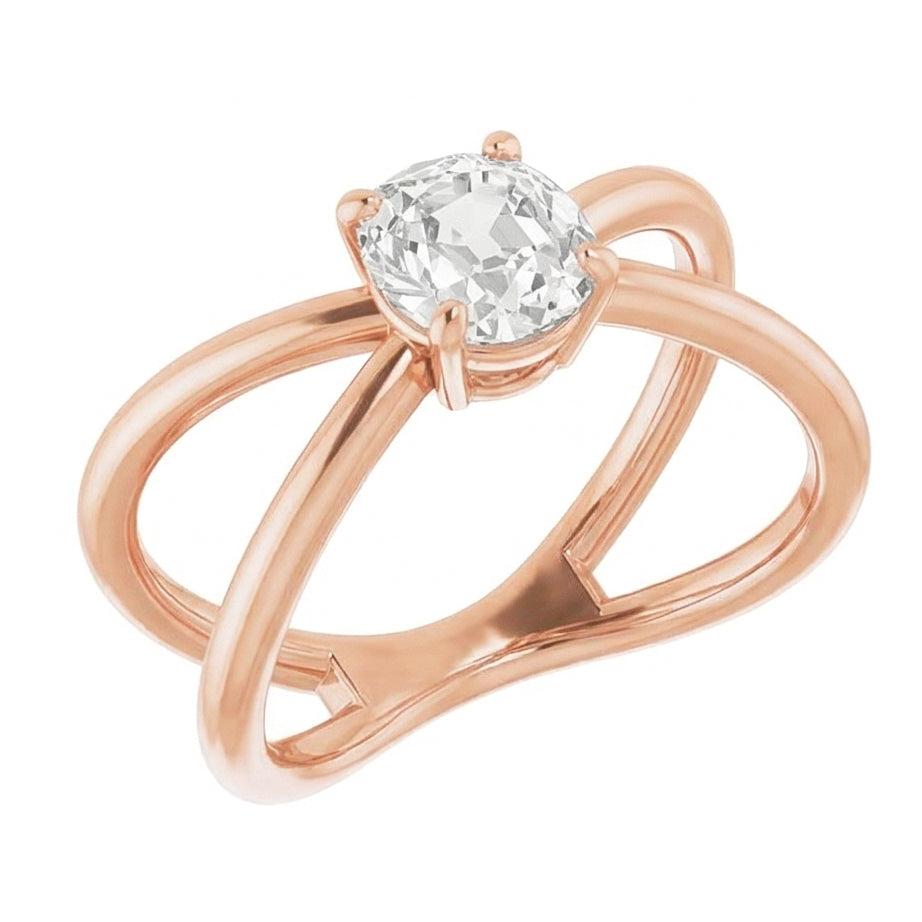 Einzelstein-Ring 14 Karat Roségold mit Brillant – Schrägansicht