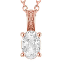 Rose Gold Solitaire Oval Old Mine Cut Dia Echt Aus der Erde Abgebauter Natürlicher Diamant Anhänger 5 Karat