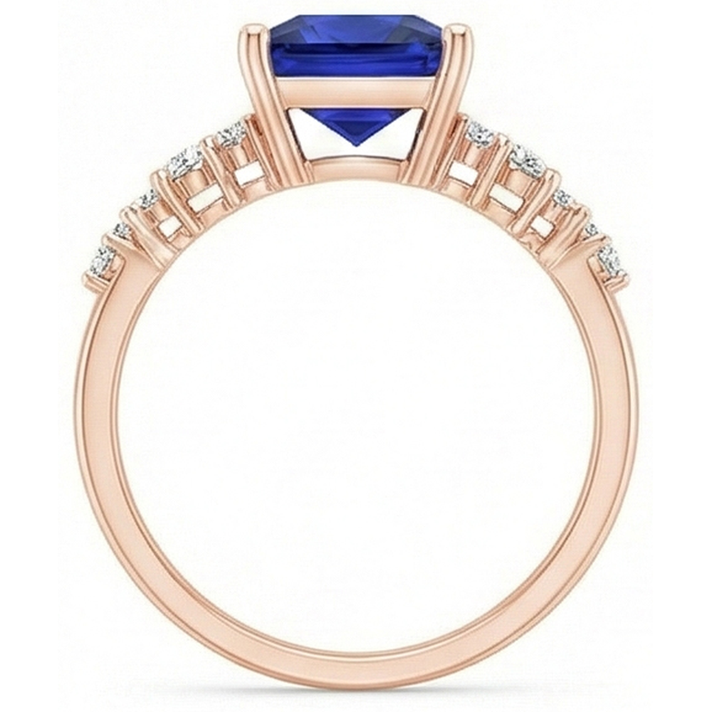 Natürlicher Kornblumenblauer Saphir Schmuck 3,75 Karat 14 Karat Roségold – Draufsicht