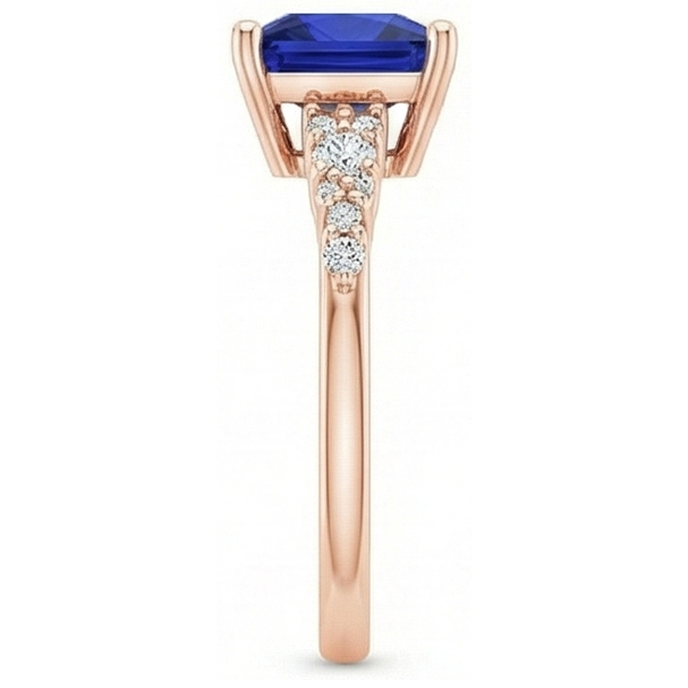 Schmuck 14 Karat Roségold mit Kornblumenblauer Saphir – Profilansicht