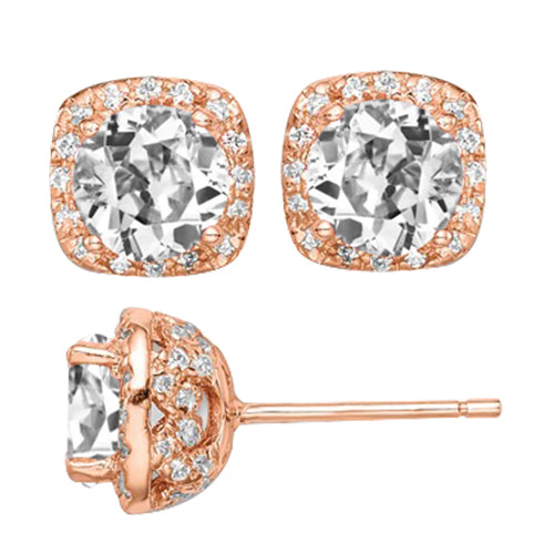 Diamant Old Mine Cut Ohrringe in 14K Roségold – Hauptansicht