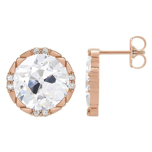 Old Mine Cut Edler Diamant Ring in 14 Karat Roségold – Frontansicht