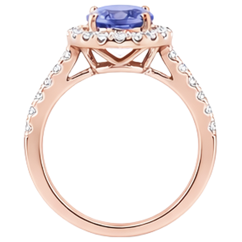 Roségold 14K 15,40 Karat Tansanit mit Aus der Erde Abgebauter Natürlicher Diamanten Ring Neu