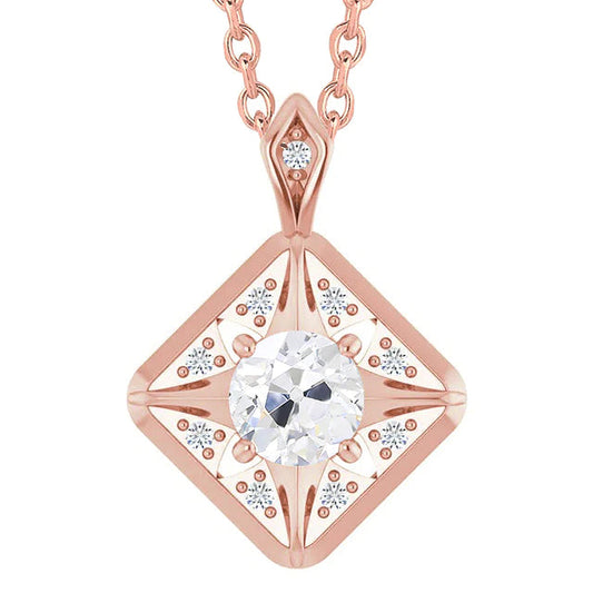 Roségold 14K Echt Diamant Anhänger Schmuck Rund alter Bergmann 2.50 Karat