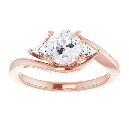 Roségold 3 Steine Ring Old Mine Echt Diamants Twisted Style 3 Karat